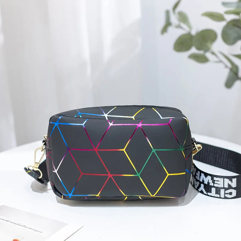Women Laser Crossbody Bag Sling Shoulder Bag Jelly Holographic Square Messenger Satchel Bag For Lady Daily Small Handbag Purse