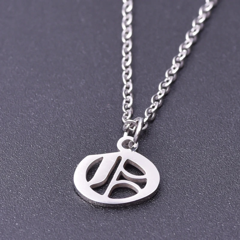 2pcs Stainless Steel Initial Necklace For Men Women Chain Old English Pendant 26 Letters Statement Necklaces Jewelry Couple Gift