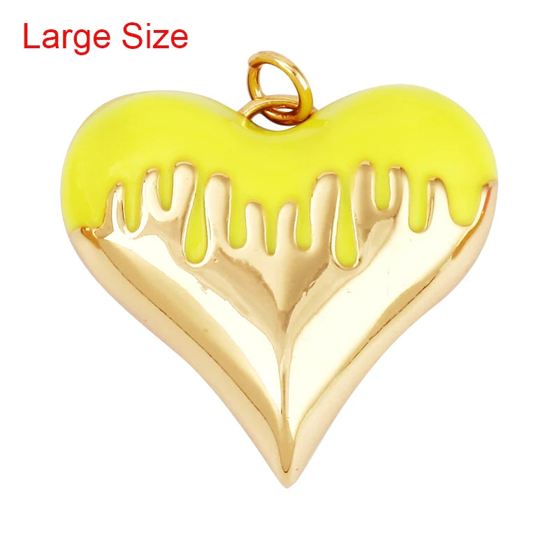 Enamel Flowing Heart Charm Pendant Valentine Gift,18K Real Gold Plated Colour,Necklace  Pendant for Handmade Jewelry Supply M92