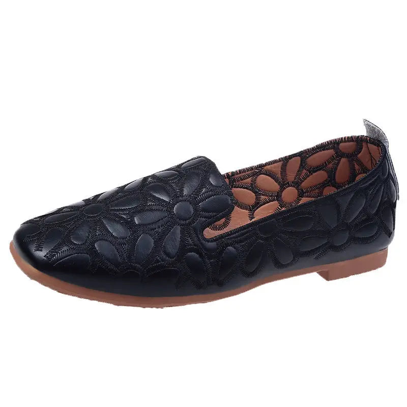 Size 35-42 Square Toe Summer Shoes for Women Embroidery Designer Shoes Soft Slipon Loafers Moccasin Leisure Women's Ballet Flats