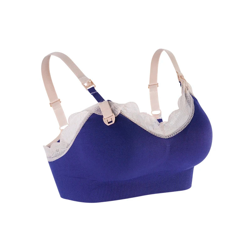 Wireless Front Open Nursing Bra Soft Lace Breathable Seamless Maternity Breastfeeding Bras Maternal Support For Pregnant Women