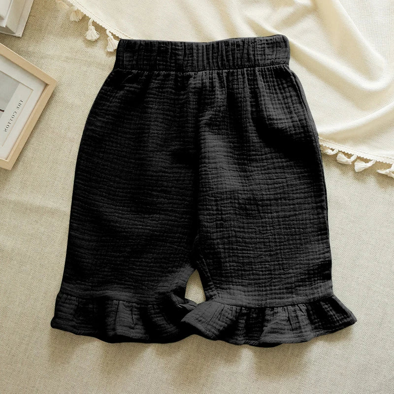 100% Cotton Girls Flared Pants Summer New Style Children's Solid Color Casual And Comfortable Ankle-Length Trousers TZ68