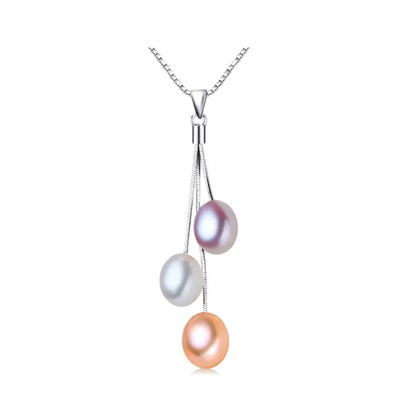 ZHBORUINI 2024 Fashion Pearl Necklace Pearl Jewelry Multicolour Natural Pearl Pendant 925 Sterling Silver Jewelry For Women Gift