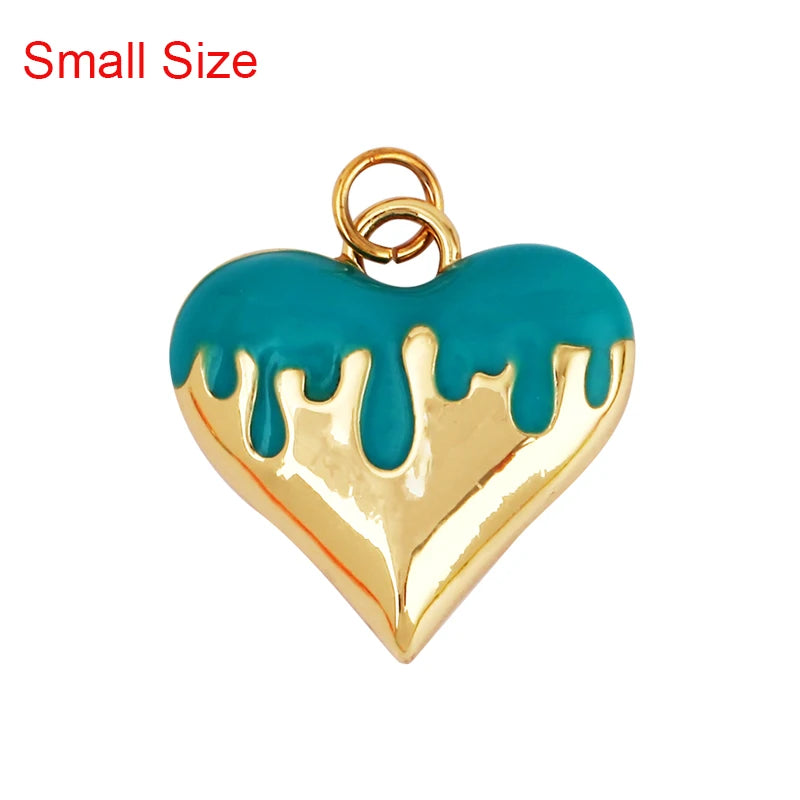 Enamel Flowing Heart Charm Pendant Valentine Gift,18K Real Gold Plated Colour,Necklace  Pendant for Handmade Jewelry Supply M92