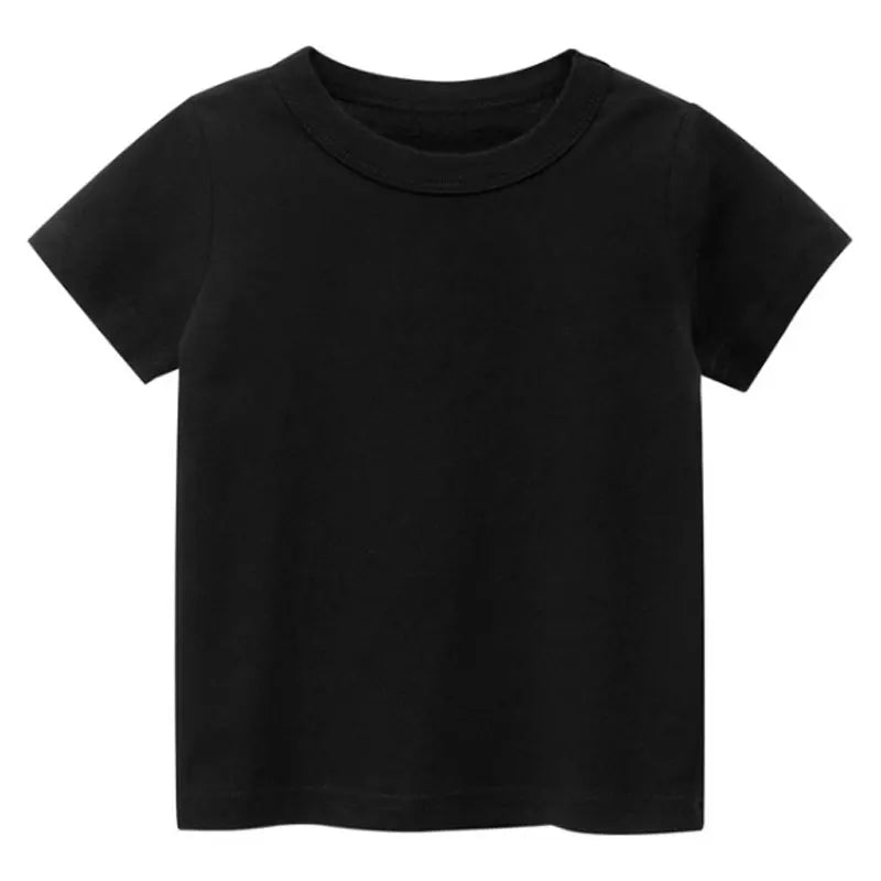 Kids Solid T Shirt Tops for Child Boys Girls Baby Toddler Blank Cotton Clothes White T-shirts Children Summer Tees Short Sleeve