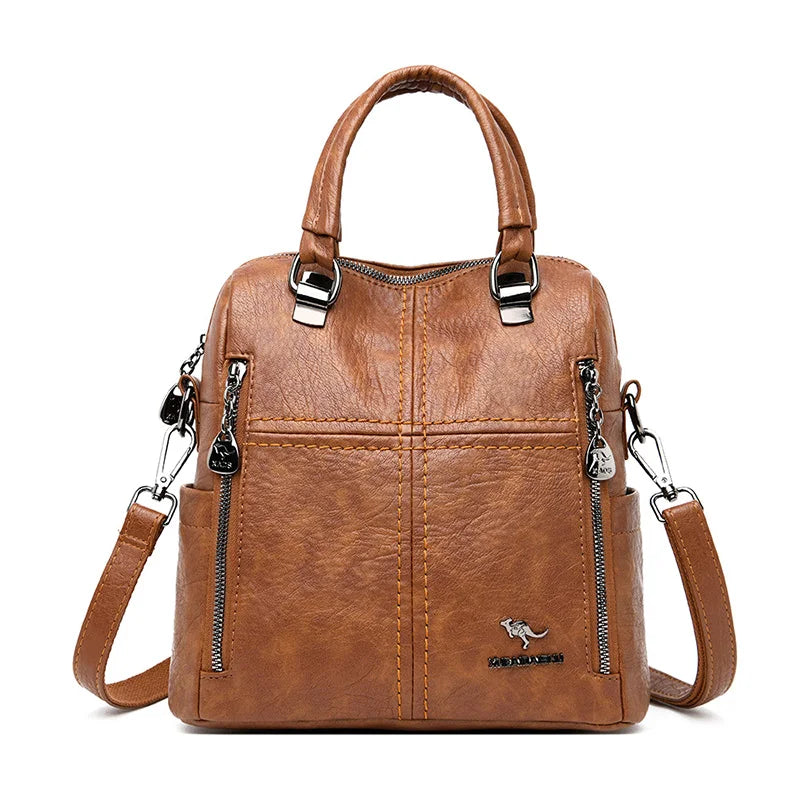 3in1 Backpack Multifunction Women Backpacks Vintage Leather School Bags For Girls Shoulder Bag Ladies Travel Backpack Mochilas