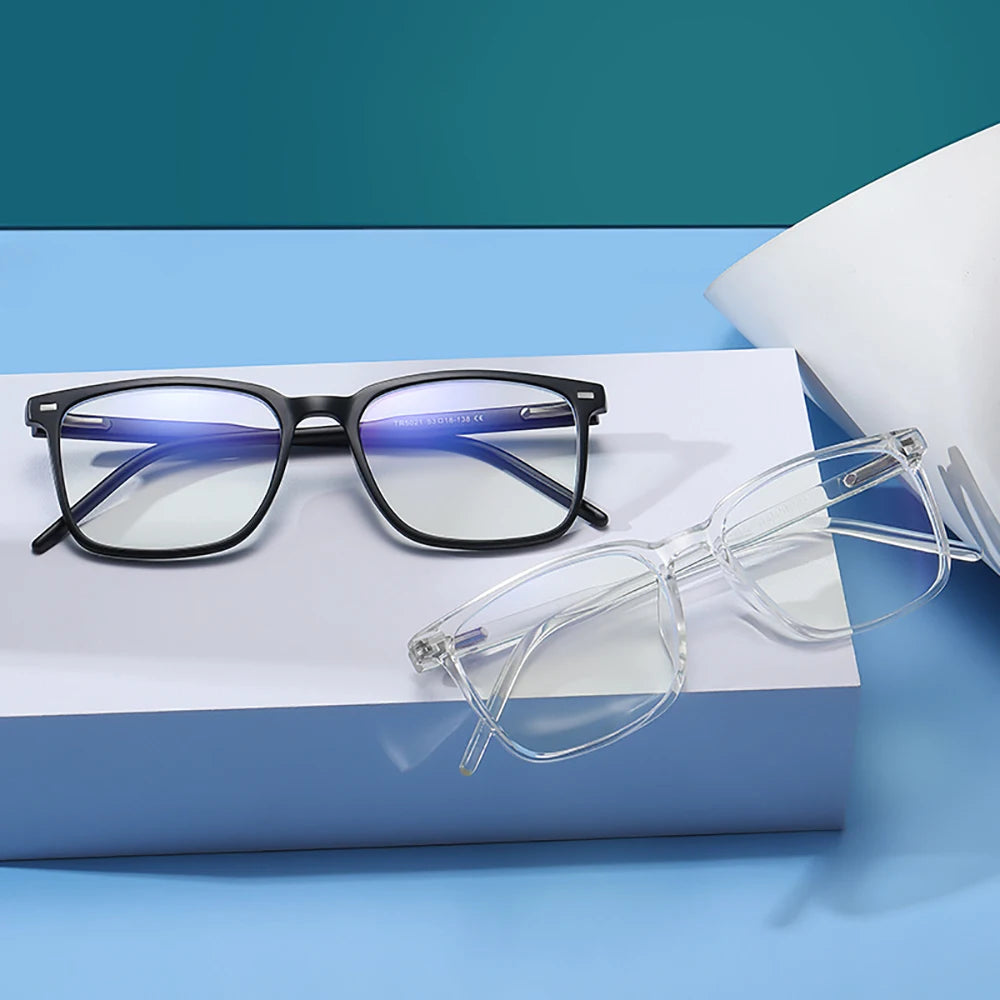 VIVIBEE Classic Square Blue Light Blocking Men Glasses Computer Gaming TR90 Black Anti Ray Eyeglasses Better Sleep Clear Eyewear