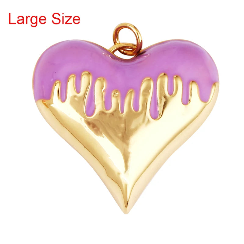 Enamel Flowing Heart Charm Pendant Valentine Gift,18K Real Gold Plated Colour,Necklace  Pendant for Handmade Jewelry Supply M92