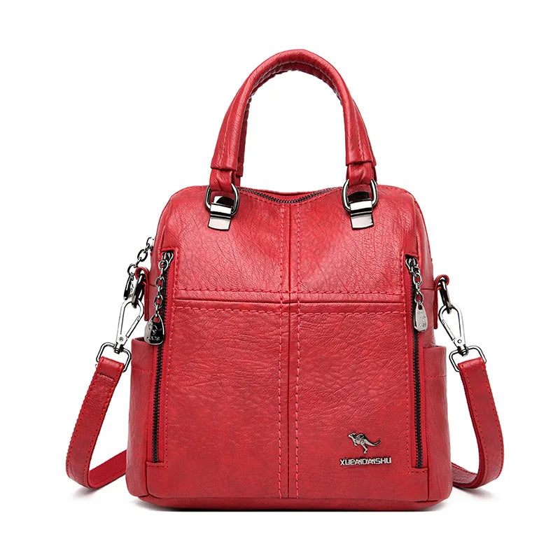 3in1 Backpack Multifunction Women Backpacks Vintage Leather School Bags For Girls Shoulder Bag Ladies Travel Backpack Mochilas