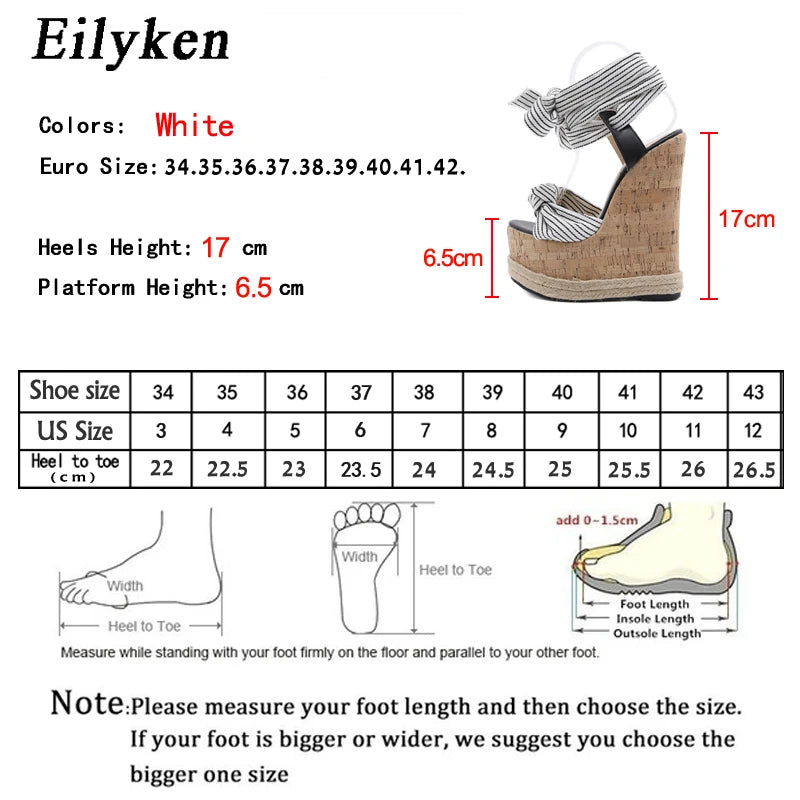 Eilyken GLADIATOR Ankle Lace-Up Women Sandals Fashion Platform Wedges Heels Open Toe Banquet Party Ladies Summer Shoes