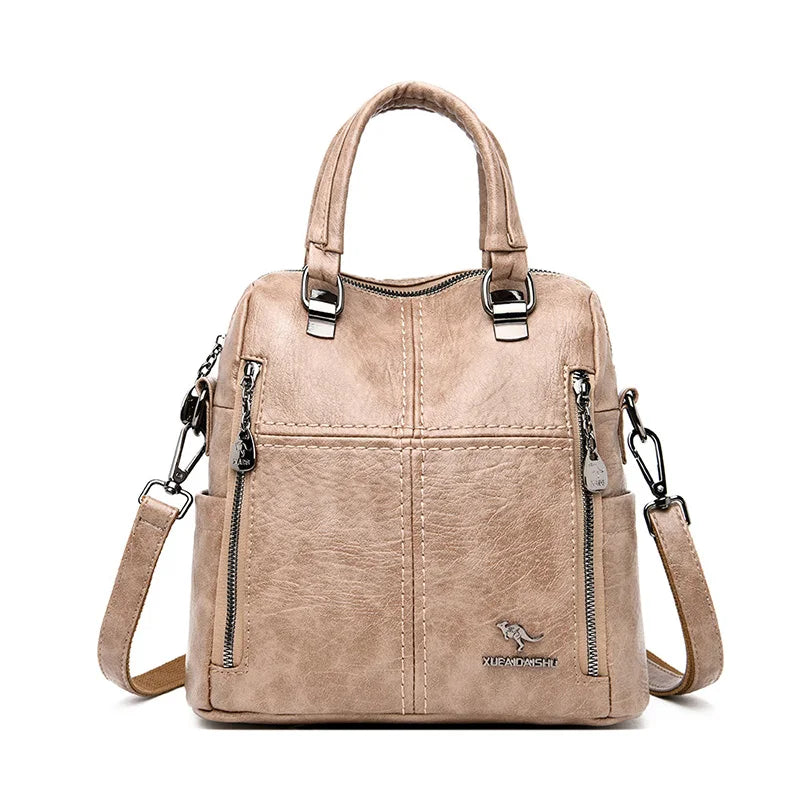 3in1 Backpack Multifunction Women Backpacks Vintage Leather School Bags For Girls Shoulder Bag Ladies Travel Backpack Mochilas