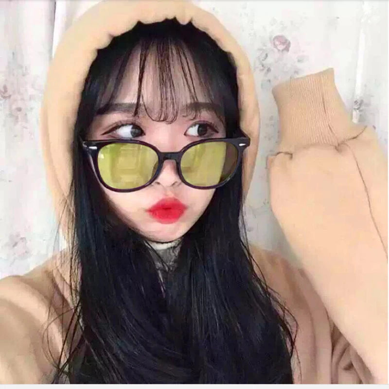 Unisex Square Yellow Lenses Night-Vision Glasses Driving Glasses Men Women Windproof Driving Goggle Sunglasses for Male Women
