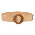 Hot Sale Vintage Boho Braided Waist Belt Summer Female Belt Round Square Leopard Wooden Buckle Fake Straw Wide Belts For Women