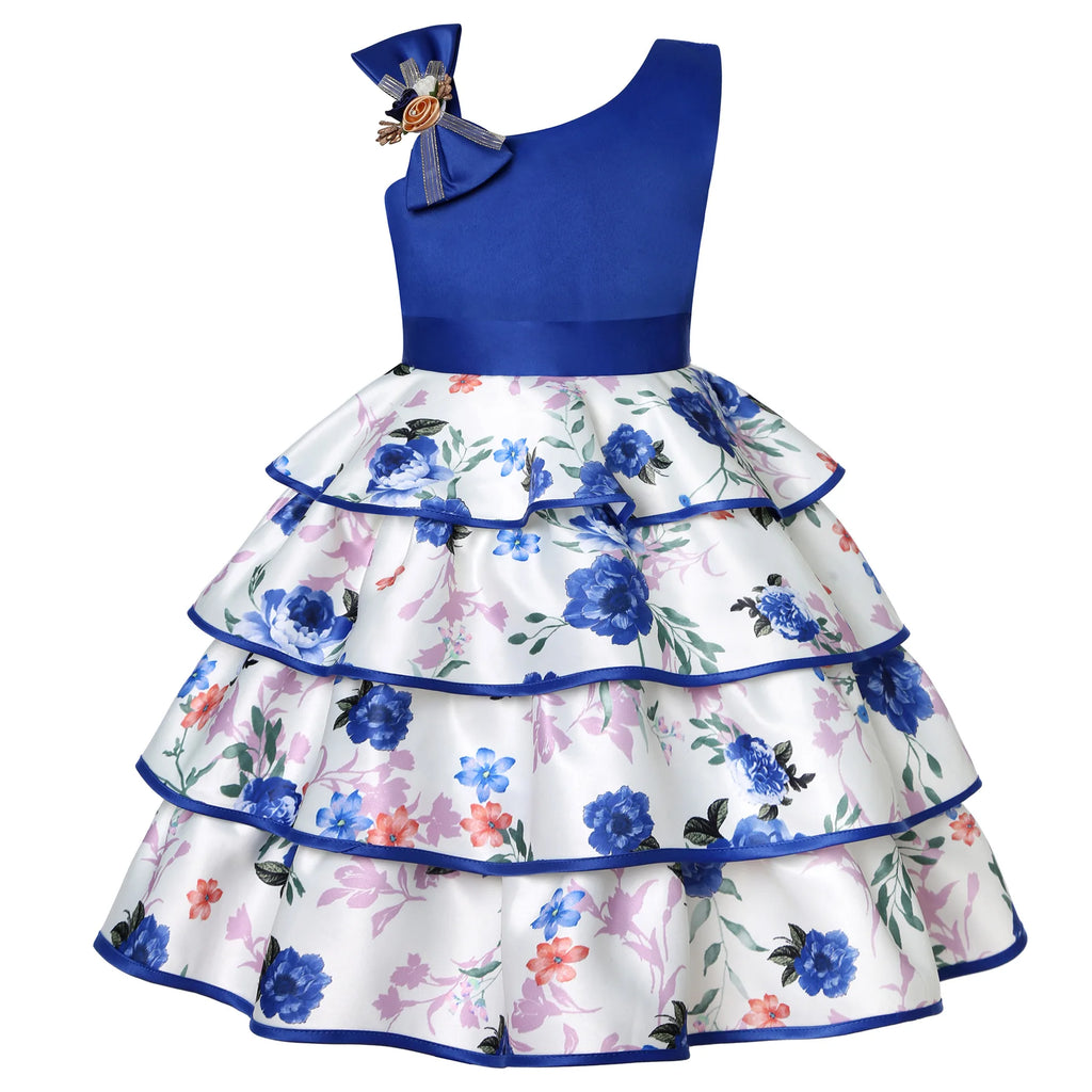 Summer Kids Flower Dresses for Girls Christmas Children Clothing Dress Princess Brithday Wedding Party Baby Girl Dress With Bow
