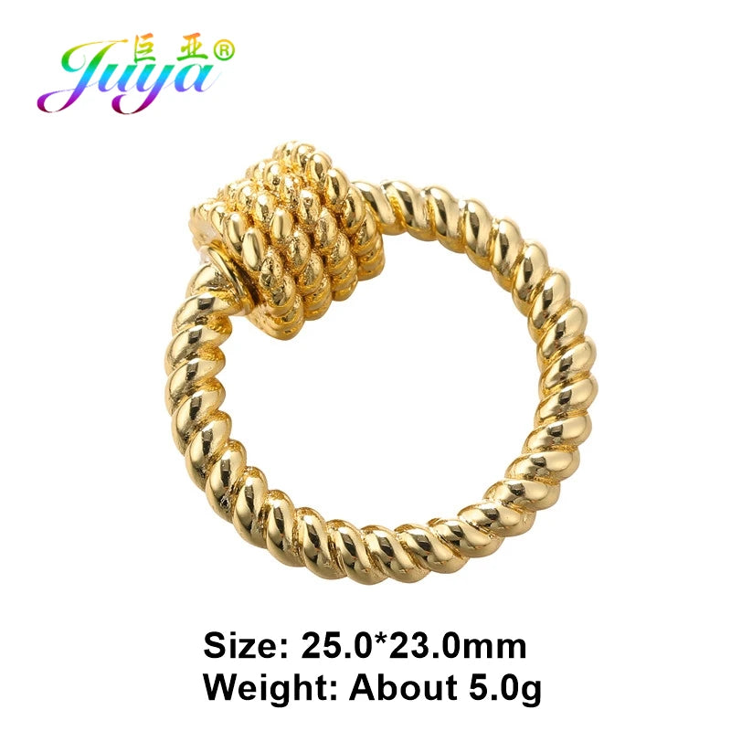 Juya Handmade Creative 18K Gold Plated Brass Screw Locks Carabiner Clasps Accessories For DIY Mesh Chains Pendant Jewelry Making