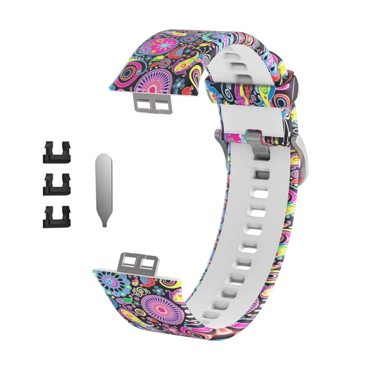 Sport Silicone Watchband For Huawei Watch Fit Strap Original SmarwatchWriststrap Belt Bracelet Printing Accessories with tool