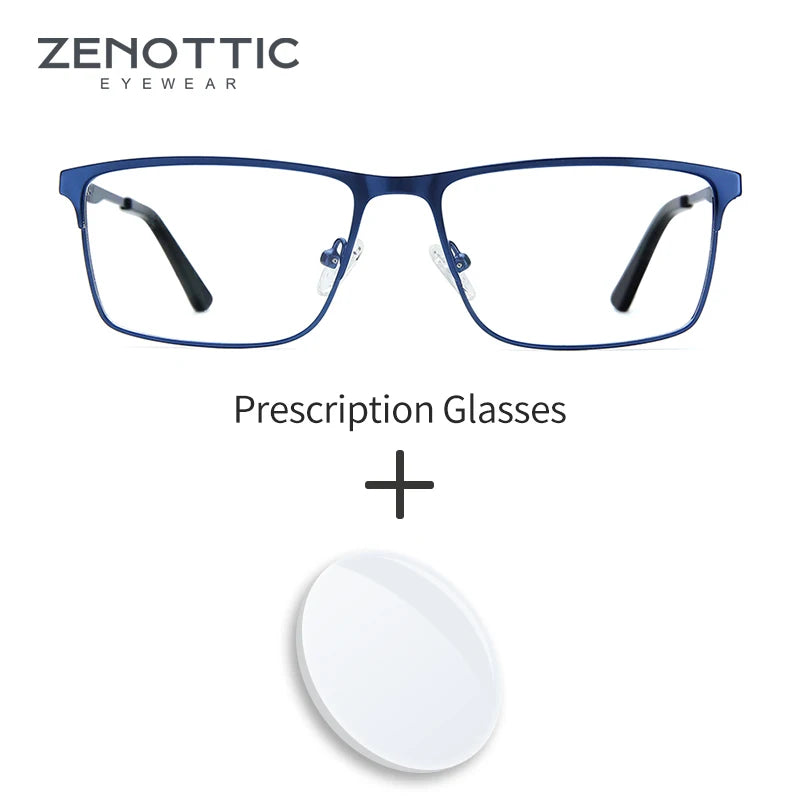 ZENOTTIC Alloy Prescription Glasses Men Square Anti Blue Light Progressive Eyeglasses High Quality Myopia Photochromic  Eyewear