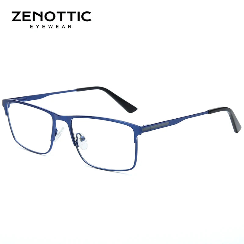 ZENOTTIC Alloy Prescription Glasses Men Square Anti Blue Light Progressive Eyeglasses High Quality Myopia Photochromic  Eyewear