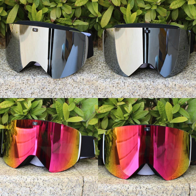 Ski Goggles with Magnetic Double Layer Polarized Lens Skiing Anti-fog UV400 Snowboard Goggles Men Women Ski Glasses Eyewear