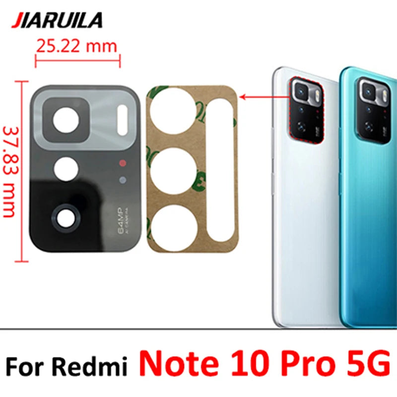 2PCS，NEW Back Rear Camera Glass Lens with Sticker Replacement Repair For Xiaomi Redmi Note 11T 11 10T 5G 10S 10 Pro Plus 5G
