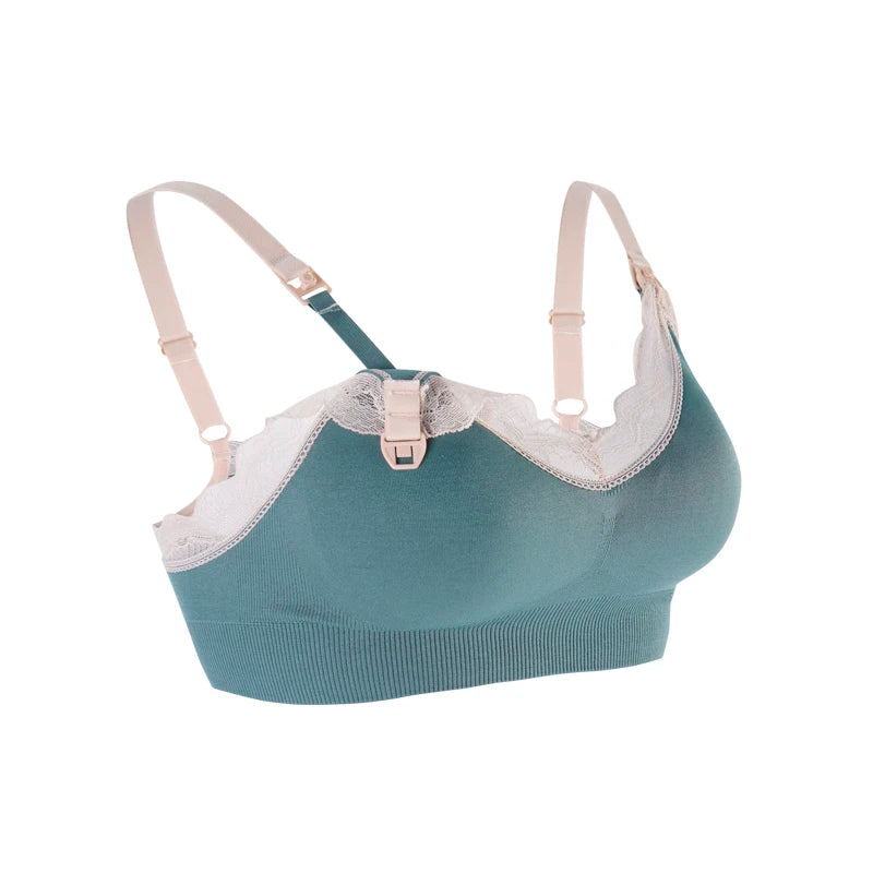 Wireless Front Open Nursing Bra Soft Lace Breathable Seamless Maternity Breastfeeding Bras Maternal Support For Pregnant Women