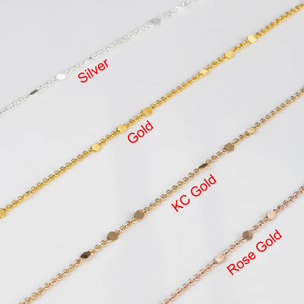 No Fade 2Meters Sequins Chain Necklace Gold Silver Chain Metal Copper Cable Chains Findings Jewelry Making Components Craft DIY
