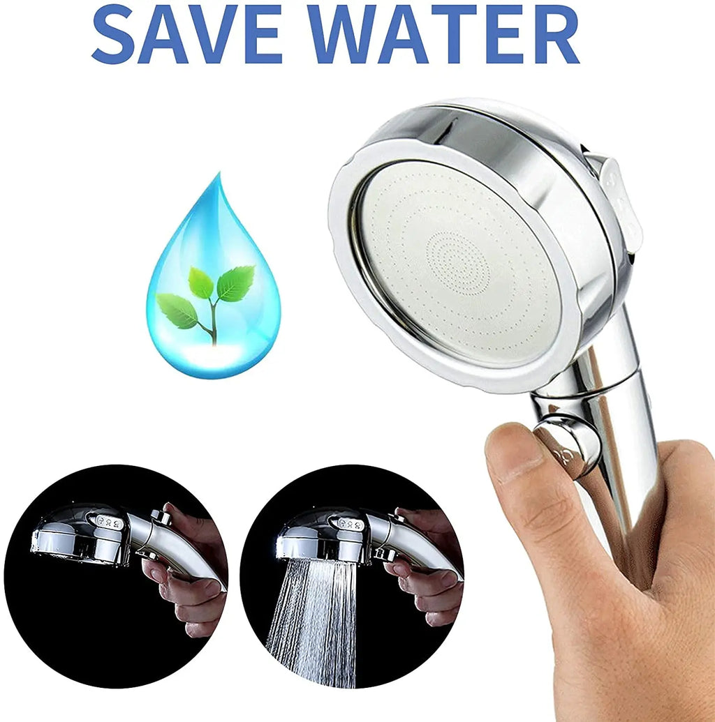 High Pressure 3 Modes Adjustable Shower Head One Key Stop Water Saving Sprayer Rainfall Bath Showerhead Bathroom Accessories