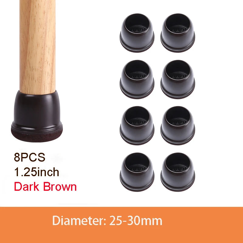 8PCS Thick Rubber Chair Leg Protector Covers Felt Bottom Furniture Pads Floor Protectors Caps to Reduce Noise And Prevent Scratc