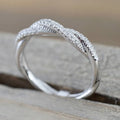 Huitan Fashion Twist Rings for Women Band White CZ Simple Stylish Accessories Party Daily Versatile Jewelry
