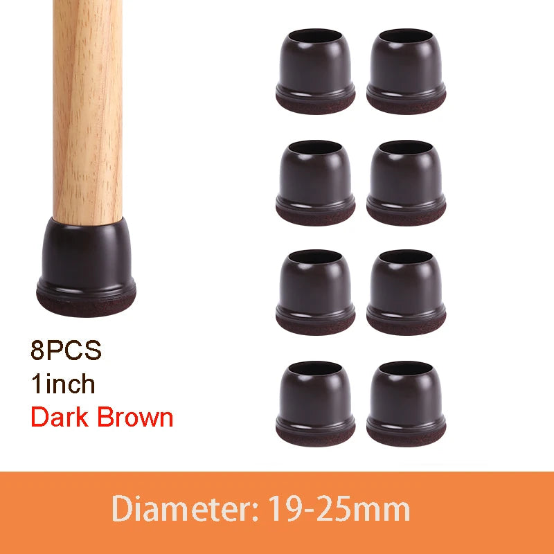 8PCS Thick Rubber Chair Leg Protector Covers Felt Bottom Furniture Pads Floor Protectors Caps to Reduce Noise And Prevent Scratc