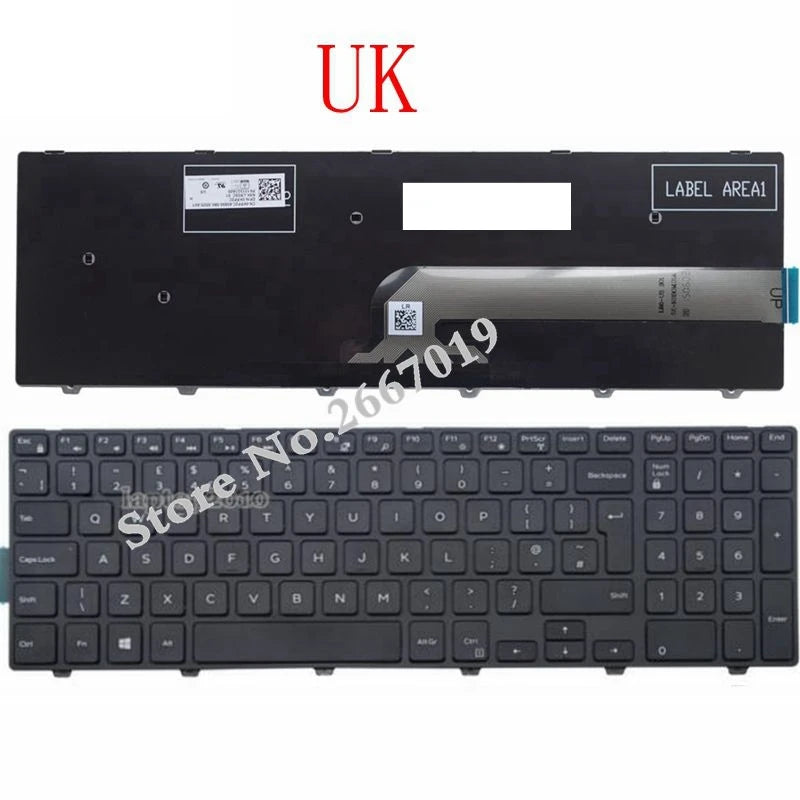 US/UK/SP keyboard For Dell Inspiron 15 3000 5000 3541 3542 3543 5542 3550 3560 3551 3552 3559 3565 3567 3558 5545 5547 5566 5748