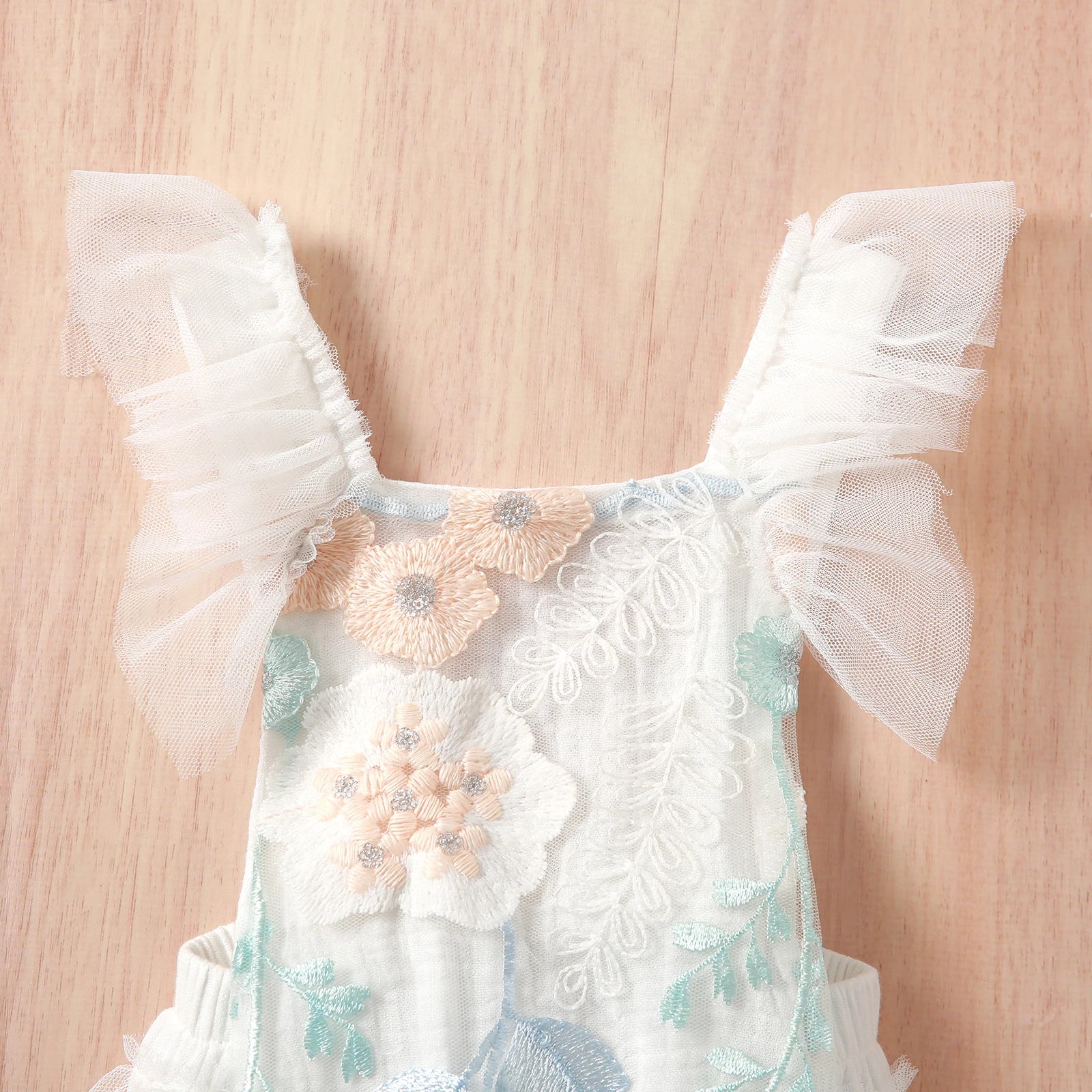 Citgeett Summer Infant Baby Girls Bodysuit Embroidered Flower Pattern Sleeveless Backless Patchwork Jumpsuit Clothes