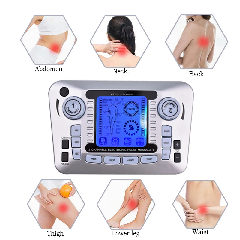 Tens Massager Ems Muscle Stimulator Acupuncture Electrical Pads Pulse Low Frequency Digital Massage Slimming Machine Full Body
