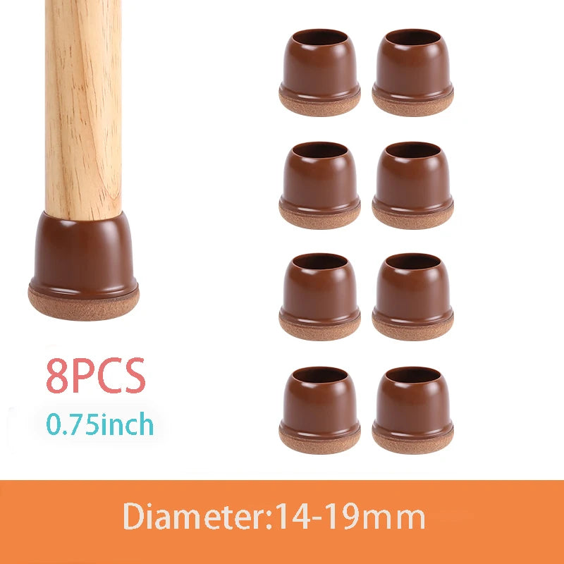8PCS Thick Rubber Chair Leg Protector Covers Felt Bottom Furniture Pads Floor Protectors Caps to Reduce Noise And Prevent Scratc
