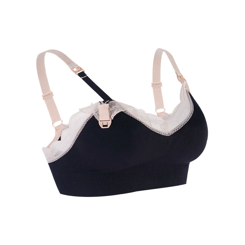 Wireless Front Open Nursing Bra Soft Lace Breathable Seamless Maternity Breastfeeding Bras Maternal Support For Pregnant Women