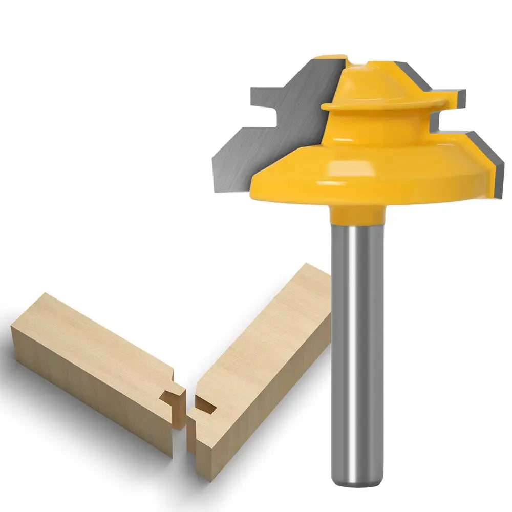 45 Degree Lock Miter Router Bit 1/4" 6mm Shank Woodworking Tenon Milling Cutter Tool Drilling Milling For Wood Carbide Alloy