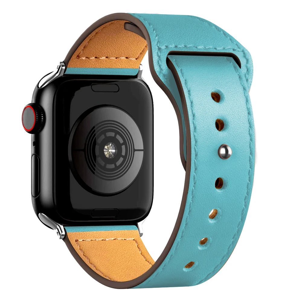 Leather band For Apple watch strap Ultra 2 49mm 44mm 40mm 38mm/42mm wrist bracelet for iWatch series 10 9 8 7 4 5 6 se 41mm/45mm