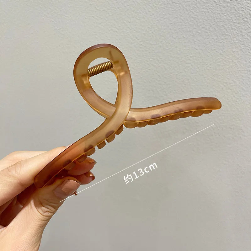 Fashion Hair Clips for Women Plastic Claw Clip Colorful Solid Color Cross Large 13cm Hair Clip Girls Hair Claw Hair Accessories
