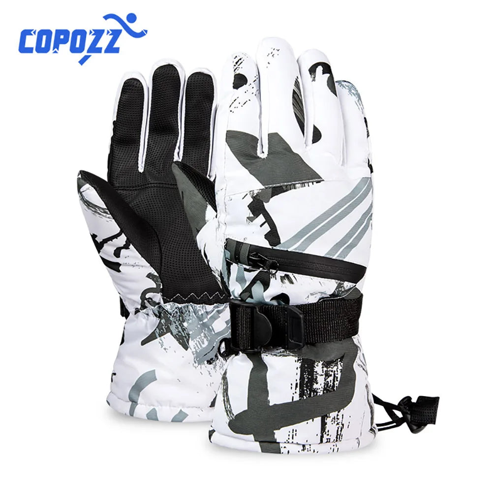 COPOZZ Men Women 3 Finger Touch Screen Ski Gloves Waterproof Winter Warm Snowboard Gloves Motorcycle Riding Snowmobile Gloves