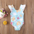 0-36 Months Newborn Baby Kid Girls Swimsuit Bow Ruffles Shell Starfish Print Swimwear For Girls Summer Baby Girl Bathing Suit