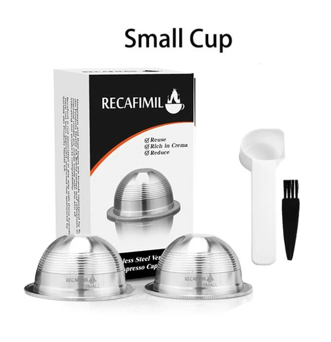 ICafilas Espresso Capsulas Recargables Nespresso Vertuoline & Vertuo Stainless Steel (G2) Refillable Capsule Reusable Filter ODS
