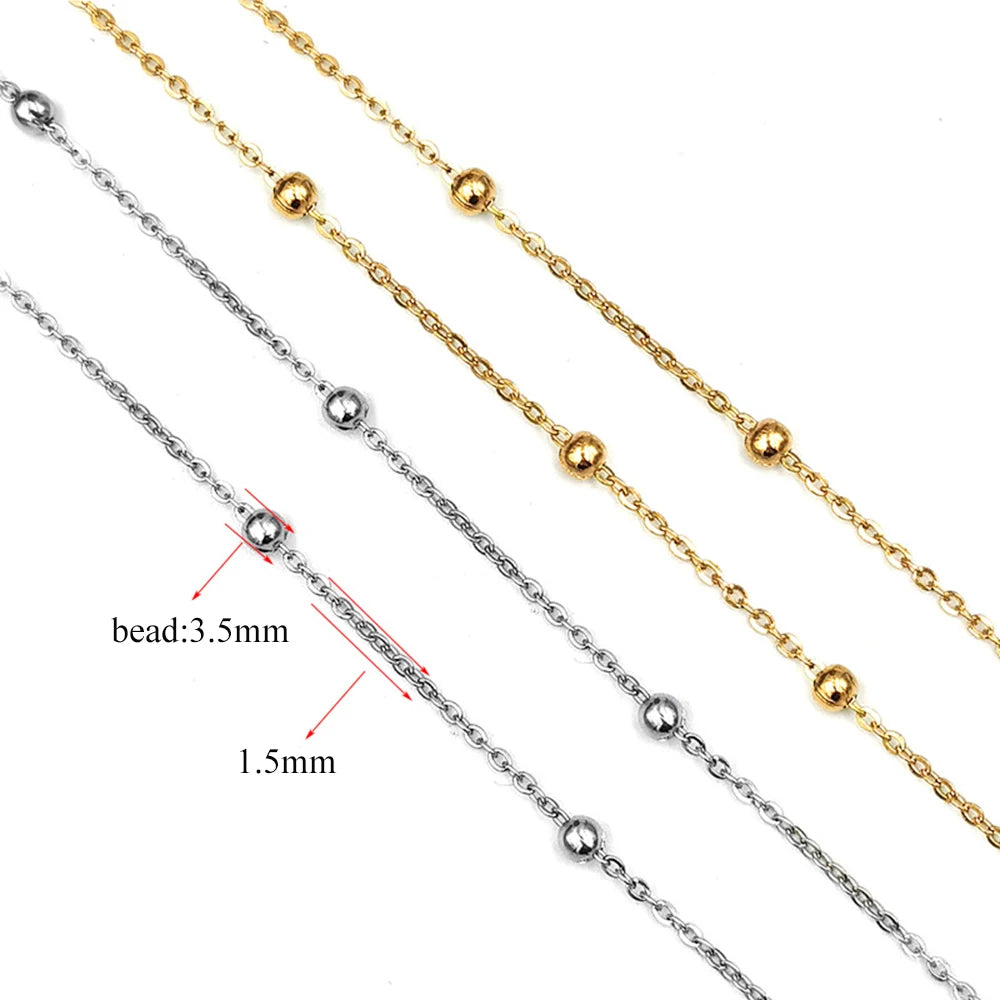 Wholesale 1M 2M 5M Stainless Steel Gold Color Beaded Chain Link Ball Chain DIY Anklet Necklaces Bracelet Making Accessories