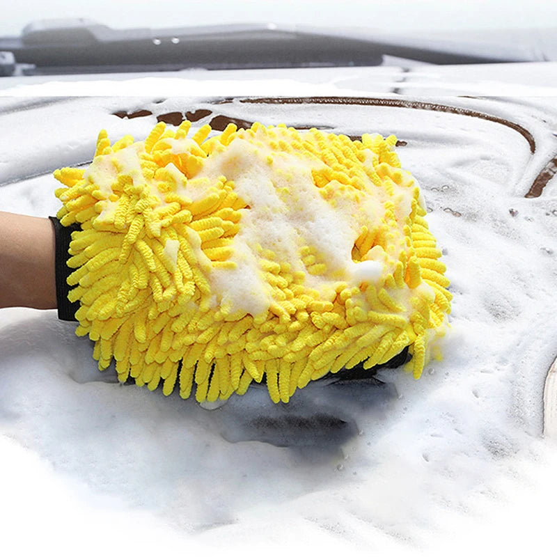 Large Microfiber Car Wash Mitt Waterproof Chenille Gloves Thick Car Cleaning Mitt Wax Detailing Auto Care Double-faced Glove
