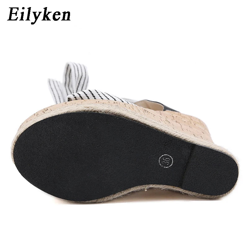 Eilyken GLADIATOR Ankle Lace-Up Women Sandals Fashion Platform Wedges Heels Open Toe Banquet Party Ladies Summer Shoes