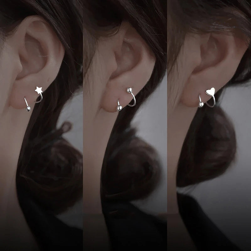 VENTFILLE 925 Silver Star Flash Crystal Summer Small Fresh Female 2022 New Trendy Personality Earrings