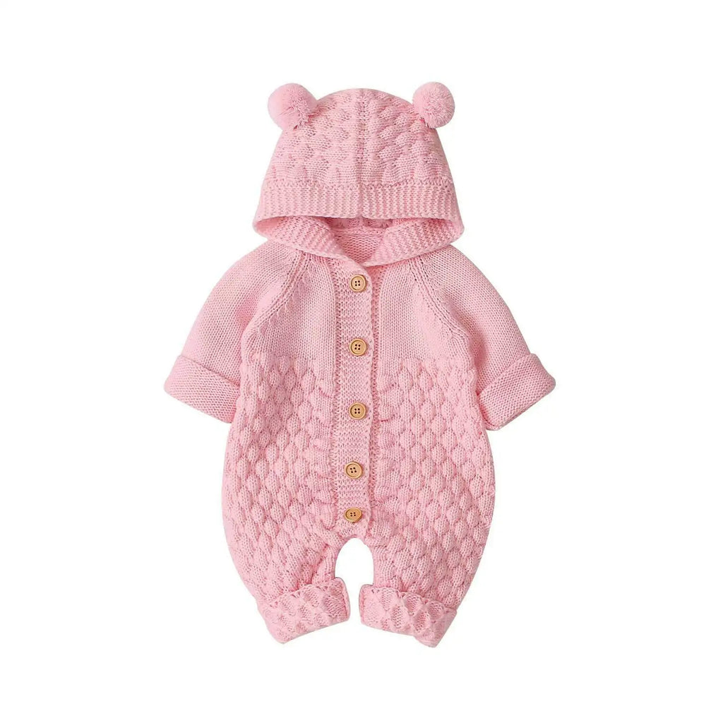 Citgeett Autumn Winter Newborn Baby Boys Girls Ear Knit Romper Hooded Wool Sweater Jumpsuit Warm Cute Outfit