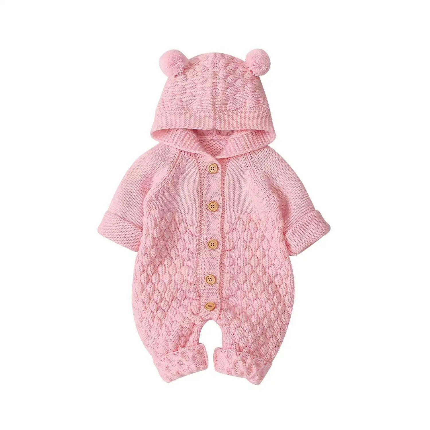 Citgeett Autumn Winter Newborn Baby Boys Girls Ear Knit Romper Hooded Wool Sweater Jumpsuit Warm Cute Outfit