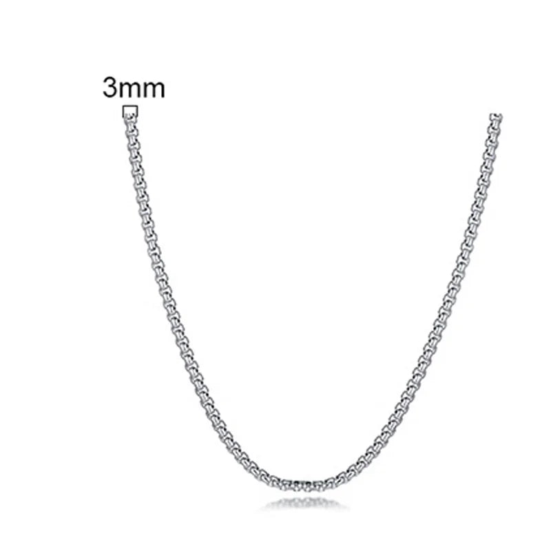 Round Box Chain for Men Boys,Gold Silver Black Plated Stainless Steel Chain Collars,Unisex Jewelry Gifts,18 to 30 Inch