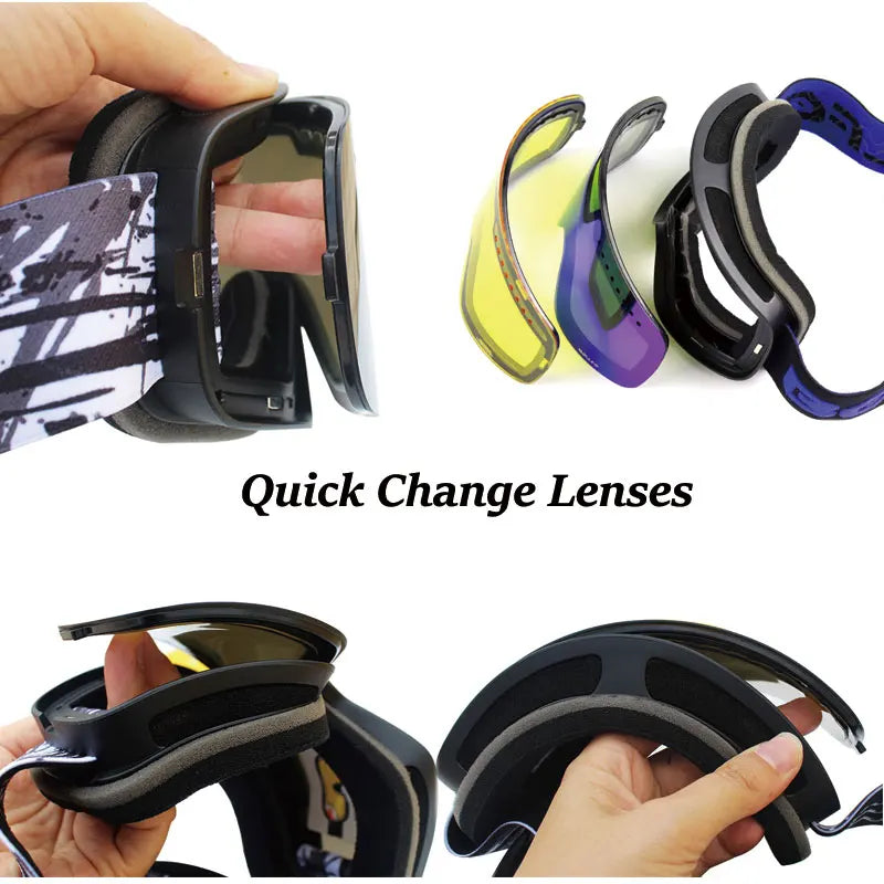 Ski Goggles with Magnetic Double Layer polarized Lens Skiing Anti-fog UV400 Snowboard Goggles Men Women Ski Glasses Eyewear case
