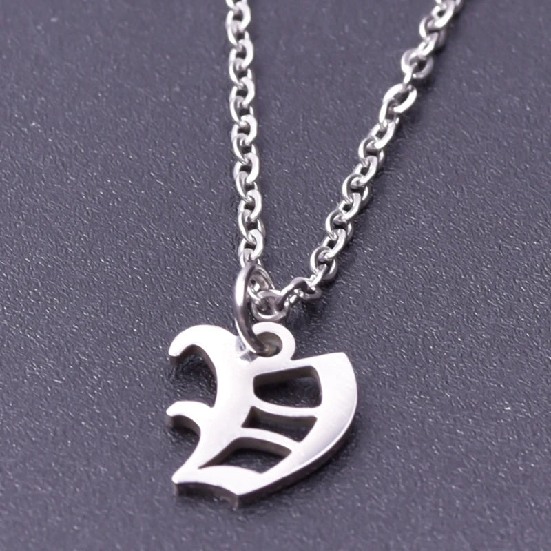 2pcs Stainless Steel Initial Necklace For Men Women Chain Old English Pendant 26 Letters Statement Necklaces Jewelry Couple Gift